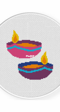 Daily Cross Stitch - Diwali Candles