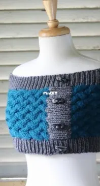 Wicker Weave Cable Cowl by Sian Price-White-Free