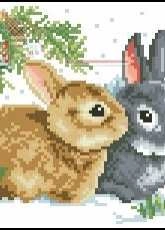 Vervaco 70.870 Rabbits in the Snow pcs