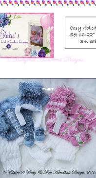 Claires Baby & Doll Handknit Designs - E17 Cosy Ribbed Jacket Set