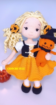 Crochet Ece - Nergiz Yetgin - Agnes and pumpkin man - Agnes e o Homem Abóbora - Portuguese