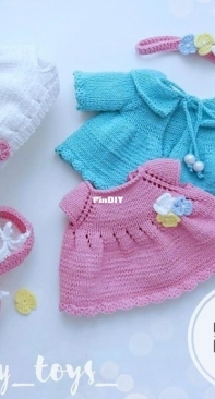 Tory Toys - Viktoriya Munteanu - Knitting Clothes for Soft Toys - Coat, Dress, Hat, Headband, and Crocheted Booties - Russian