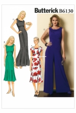 Butterick B6130 Misses Portrait Collar Dresses and Jumpsuit sizes 6-14