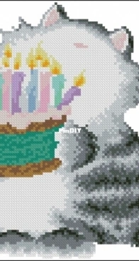 Birthday Cat by Margaret Sherry from The World of Cross Stitching - TWOCS 294 PCS + XSD