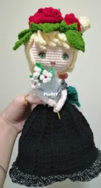 Crochet Black Dress Flower Girl Bouquet