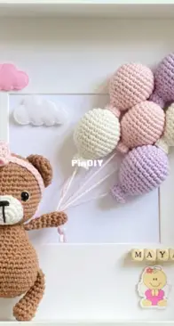 crochet bear witj balloon -  BearniaToys