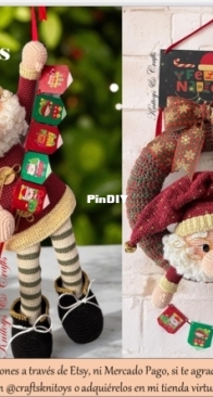 Knitoys and Crafts - Wreath and Santa Claus - Corona y Santa Claus - Spanish
