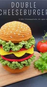 Tiffy Happy Crafts - Tiffy Pursia - Hamburger Stacking Toy - Doppel-Cheeseburger Stapelturm - English - German