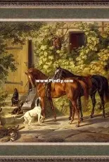 Art-goblen - Horses in Front of the Door by S. Nedelcheva (С.Неделчева)
