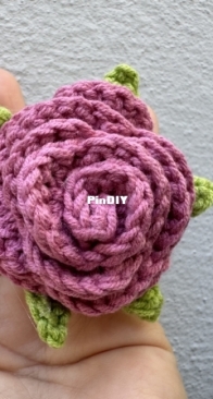 Crochet rose keychain