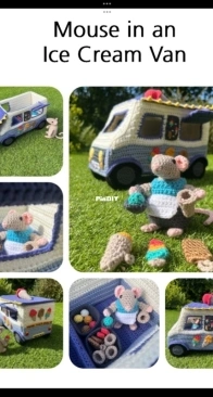 LauLovesCrochet - Laura Sutcliffe - Mouse in an ice cream van