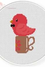Daily Cross Stitch - Bird on a Cup