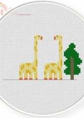 Daily Cross Stitch - 2 Giraffe and a Tree