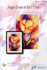 I love CrossStitch IL-016 - Single Cream & Red Tulip