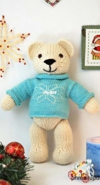 Fuzzy Mittens- Big Polar Bear with a Snowflake Sweater by Barbara Prime