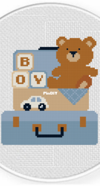 Daily Cross Stitch - Baby Boy Suitcase