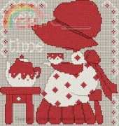 Broderie.net - Grandsire Jean-Louis - Sunbonnet - La fillette et chat