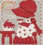 Broderie.net - Grandsire Jean-Louis - Sunbonnet - La fillette et chat