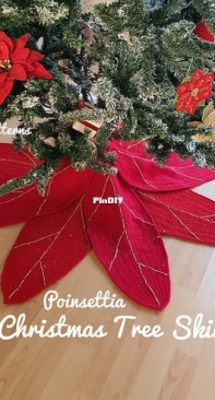 Pippa Patterns - Connie Rockliff - Poinsettia Christmas Tree Skirt