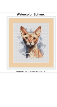 Banani Stitchery - Watercolor Sphynx Cat by Anna Banani XSD