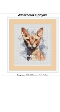 Banani Stitchery - Watercolor Sphynx Cat by Anna Banani XSD
