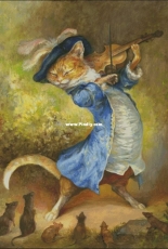 HAED HAEOMAR14935 Cat With Fiddle by Omar Rayyan