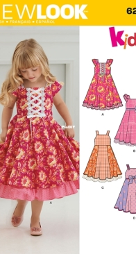 New Look - 6278 - Girls Dresses With Trim - Sizes 6-8 - English, Spanish