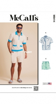 McCalls M8414 Mens Shirt and Shorts - English