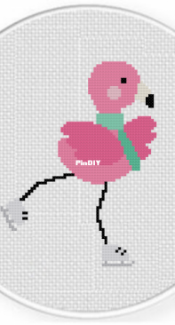 Daily Cross Stitch - Flamingo Ice Skates