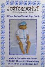 Just Crochet - Heather Davidson - JC91C 3 Piece Cotton Thread Boys Outfit
