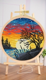 2x2StitchArt / 2x2 Stitch Art # 56 - Sunset River Tree Landscape PCS
