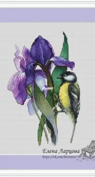 Iris And Titmouse by Elena Lartsova