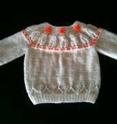 Babys Aran Leaf Yoke Sweater
