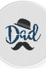 Daily Cross Stitch - Dad’s Mustache and Fedora Hat