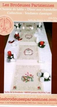 Les Brodeuses Parisiennes LBP -Tendence Classique - Chemin de Table - Diner aux Chandelles  PCS