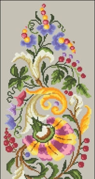 Berlin woolwork Floral Spray  XSD+PCS