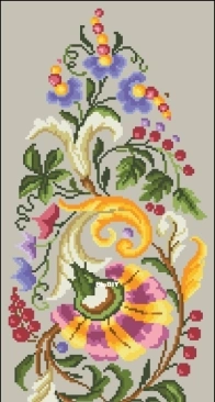 Berlin woolwork Floral Spray  XSD+PCS