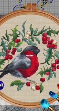 XStitch Tower - Bullfinch Bird by Eva Lermontov