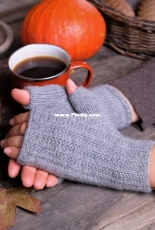 Easy rib fingerless mitts by Tania Barley-Free