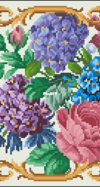 Berlin Woolwork - Hydrangea and flowers Square  XSD+PCS