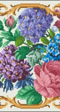 Berlin Woolwork - Hydrangea and flowers Square  XSD+PCS