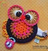 Magic with Hook and Needles - Vendula Maderska -  Autumn Owl Coaster