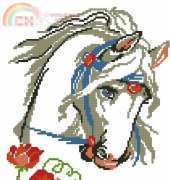 Riolis 155 - White Horse and Red Flowers