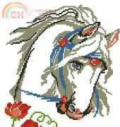 Riolis 155 - White Horse and Red Flowers