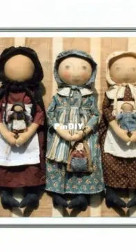 Happy Heart Patterns - HHF-301 - Early Style Settler Dolls - Prairie Doll -Amish Doll- Pilgrim Doll