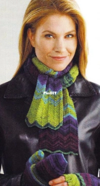 Mary Maxim 4963N Scarf and Flap Gloves