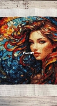 Lady and mosaic glass