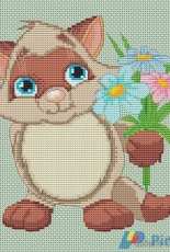 Katrin White - Kitten with a Bouquet