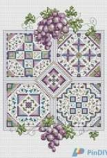 Grapes and Quilts by Ursula Michael From The Cross Stitcher USA February 2001