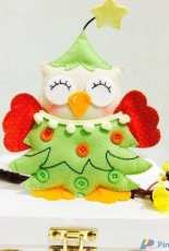 Christmas Tree Owl Felt Pattern - Portuguese